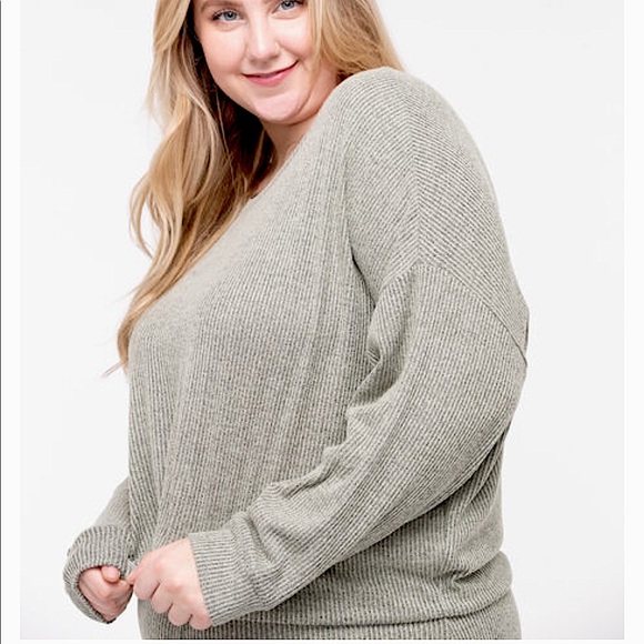 Plus Sz XXL Cozy Dolman Sleeve Ribbed Top - Picture 7 of 14